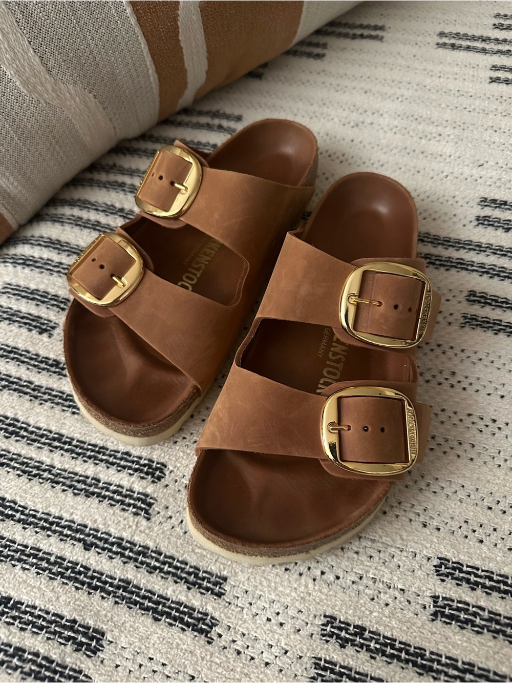 Birkenstocks Arizona Big Buckle Sandals in Cognac